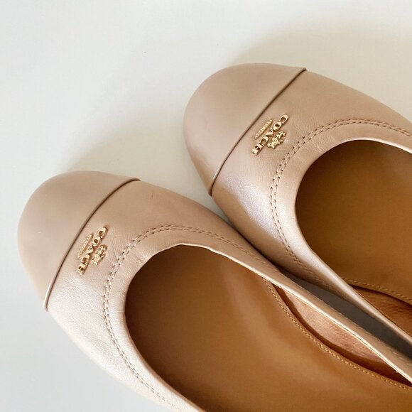 Coach Chelsea Matte Leather Patent Toe Ballet Flats Size EU 39/US 8.5 EXCELLENT - Picture 4 of 14